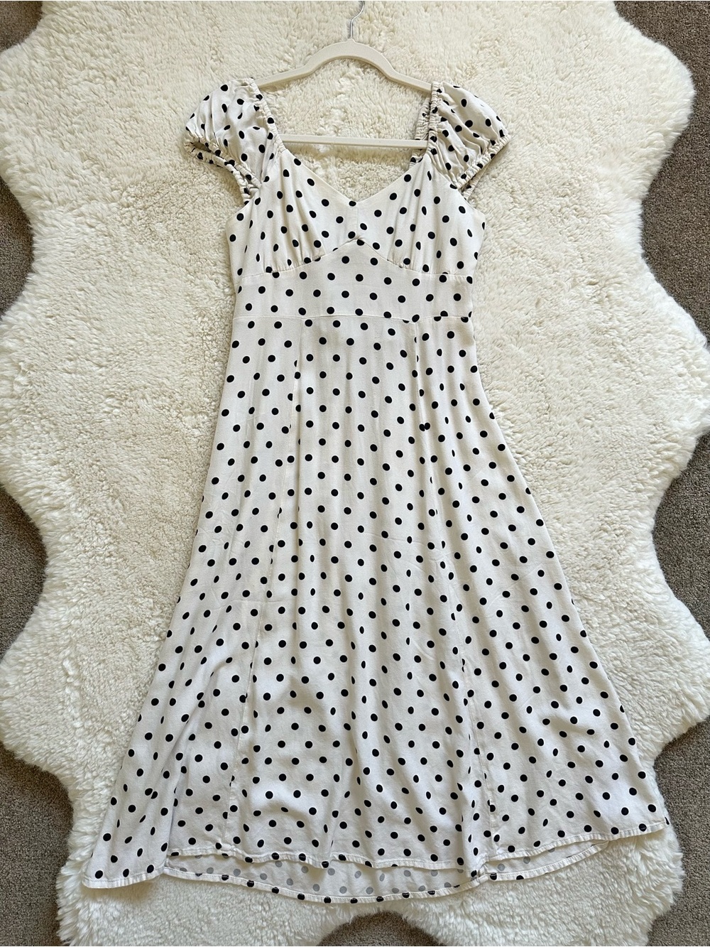 Old Navy Women’s Polka Dot Ivory Flare Midi Dress Small